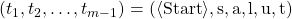 (t_1, t_2,\dots, t_{m-1}) = ( \langle \mathrm{Start} \rangle, \text{s}, \text{a}, \text{l}, \text{u}, \text{t})